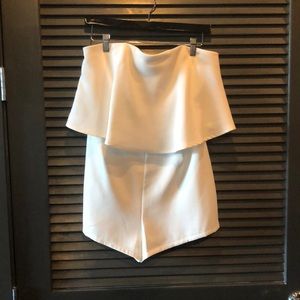 White strapless romper